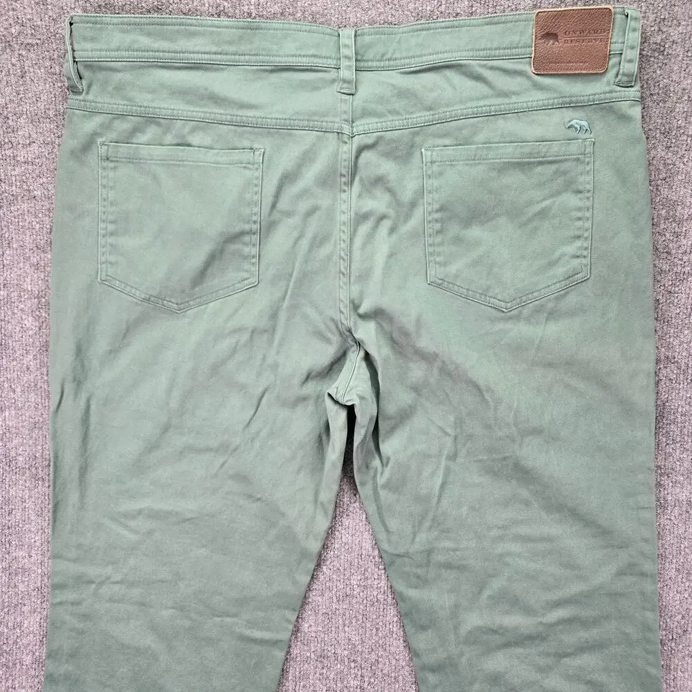 Onward Reserve Pants Mens 38x30 (38x29) Green 5 Pocket Stretch Casual Chino